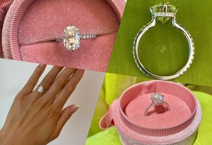 Bague de fiançailles en diamant taille coussin de 3,50 carats, or massif 18 carats plaqué rhodium, sertissage à tension, certifiée IGI, bague cocktail de luxe - Product Image 3