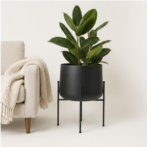 Modern Minimalist Metal Plant <b>Stand</b> with Large Black Flower <b>Pot</b> Rust-Proof Indoor Outdoor Decorative Planter for Living Room - Product Image 3