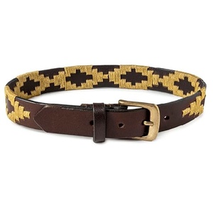 Cinturón de Cuero Genuino Estilo Argentino, Cinturón Deportivo de Cuero Natural Real, Estilo Polo, Cinturón de Hilo Gaucho para Hombre y Mujer - Product Image 1