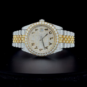 Reloj de Pulsera de Lujo para Hombre, de Acero Inoxidable de Dos Tonos, con Diamantes Moissanite de Alta Calidad, Estilo Deportivo y Ejecutivo, Cristal Antiguo de 20 mm - Product Image 1