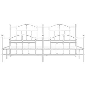 Cadre de lit complet en acier blanc thermolaqué, lit rectangulaire en métal - Product Image 5