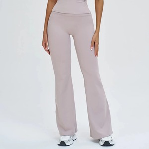 Pantalones de gimnasio de pierna ancha para mujer al por mayor, leggings de control de abdomen con corte de bota, pantalones de descanso de marca personalizada, OEM directo - Product Image 2