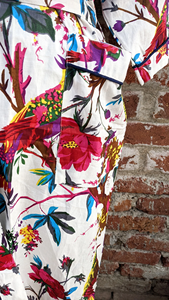 Robe Kimono Longue en Coton Imprimé Oiseaux Faite à la Main pour Femme, Peignoir de Plage Respirant avec Cordon de Serrage pour l'Été - Product Image 4