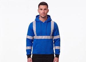custom <b>reflective</b> safety hoodie men grey royal blue camo tape fleece pullover hooded sweatshirt warm winter road workwear <b>top</b> - Product Image 2