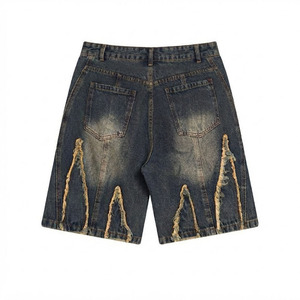 Shorts de Mezclilla Desgastados con Logotipo Personalizado – Estilo Y2K, Holgados, Unisex, para Streetwear - Product Image 2