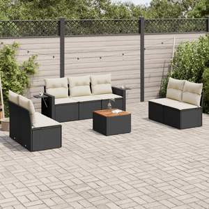 Conjunto de Sofás de Jardín de Ratán PE Negro con Patas Ajustables Grandes - Product Image 1