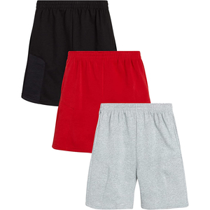 Shorts de sport décontractés pour hommes, couleur unie, en coton, style Bermuda, pour la course à pied, en tissu tricoté, pour l'entraînement des garçons - Product Image 1