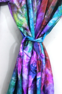 <b>Vintage</b> Floral Silk <b>Kimono</b> Robe Women Woven Wrap V-neck Three-Quarter Sleeve Drawstring Closure Knee-Length Summer Loungewear - Product Image 5