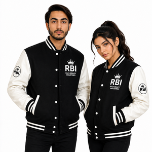 Blouson universitaire réversible en laine de baseball personnalisé, style Letterman, respirant, avec logo brodé fini, qualité supérieure - Product Image 2