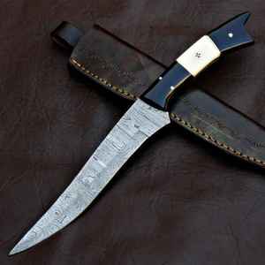 Couteau professionnel à désosser et à trancher en acier Damas à haute teneur en carbone, avec manche personnalisé en corne de buffle noir exotique, couteau de cuisine - Product Image 5
