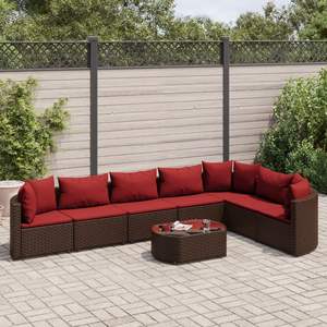 Ensemble de 7 canapés de patio marron et rouge cannelle pour jardin - Product Image 1