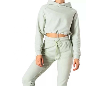 Haute qualité Streetwear femmes sweat pull gym sweats à capuche femmes sweat à capuche court dames décontracté haut court à capuche ensemble imprimé - Product Image 3