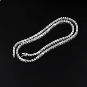 Cadena de tenis de plata de ley 925 con diamantes de moissanita VVS, cadena de lujo con incrustaciones de diamantes para mujeres y hombres, cadena de moda hip hop. - Product Image 4