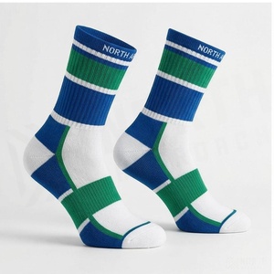 Chaussettes de sport NORTH APPROACH rayées bleu vert blanc respirantes pour le basketball, adultes, été - Product Image 3