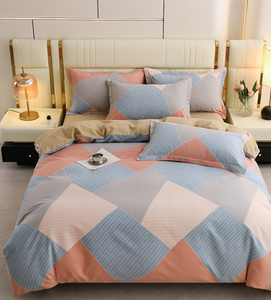 Blue Yellow <b>Striped</b> <b>Bedding</b> <b>Set</b> With Geometric Pattern Adult Size Modern Design - Product Image 6