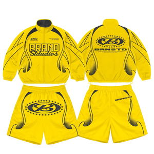 Conjunto Deportivo Unisex de la Marca Studios, Amarillo, Manga Larga con Cierre, Secado Rápido, Poliéster, Pantalones Cortos de Verano, Corte Regular - Product Image 1