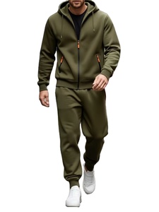 Hooded 100% Cotton Terry Knitted 300g Solid Two-Piece Winter Streetwear Men's Tracksuit Set Stylish Comfortable Long Sleeve - Product Image 4