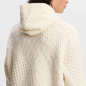 Pull tricoté à capuche pour homme, coupe classique, motif uni, vêtement décontracté d'automne, polyester/coton, anti-boulochage, service OEM - Product Image 5