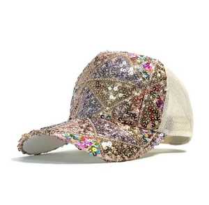 Unisex Sequin Embroidery Floral <b>Baseball</b> <b>Cap</b> Breathable Mesh Back Fashion Hat Spring Summer Party Adult 56-58CM - Product Image 1