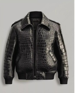 Chaqueta de Cuero con Estampado de Pitón para Hombre, Chaqueta de Motociclista de Cuero Genuino de Lujo, Ropa Exterior Moderna para Hombre, Fabricación Personalizada OEM, Venta al Por Mayor OEM - Product Image 1