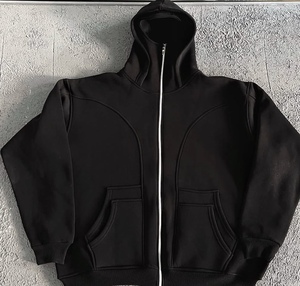 เสื้อฮู้ดดี้แบบมีซิป คอตตอน 100% หนัก 400 กรัม รุ่น Customization Homme Blank สไตล์สตรีทแวร์สำหรับผู้ชาย ปิดหน้าเต็มใบ พร้อมซิป ดีไซน์ Y2K - Product Image 3