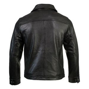 Chaqueta de Cuero Negra Premium de Micah Corporation - Chaqueta de Cuero Genuino Vintage Casual para Hombre con Cuello Puntiagudo Estilo Urbano - Product Image 3