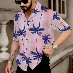 Camisa Hawaiana para Hombre, Manga Corta, Estampado Tropical, Casual de Playa, con Botones, Verano, Colorida, Floral, Precio Económico, Precio al por Mayor - Product Image 1