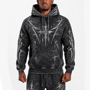 Custom LOGO Streetwear Jogging <b>Set</b> Zip up Acid Wash Tracksuit SweatSuit Hoodie and Straight Leg <b>Sweatpants</b> <b>Set</b> Men Hoodie - Product Image 2