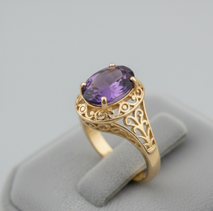Blue Amethyst Engagement Style <b>Ring</b> Oval Cut, 925 Sterling Silver 18K Gold Plated Anniversary Gift <b>Ring</b> - Product Image 2