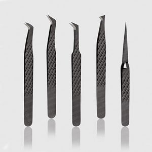 Pince à épiler professionnelle en acier inoxydable faite à la main pour extensions de cils, pointe en fibre à maintien fort, poignée diamantée, outil de beauté expert - Product Image 3