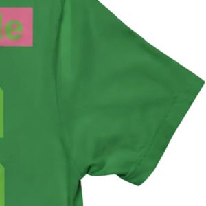 T-shirt vert personnalisé style grec à manches courtes et col rond, imprimé graphique, haut décontracté de sport pour femme, numéro 16, design avant et arrière - Product Image 4