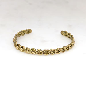Bracelet en laiton torsadé fait main pour hommes et femmes |   Bracelet en or tressé de style vintage |   Bijoux rustiques bohèmes en cadeau - Product Image 1