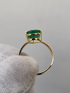 Anillo de compromiso étnico con esmeralda, plata de ley 925, chapado en oro de 14 quilates, anillo de promesa de aniversario de bodas, regalo para ella - Product Image 3