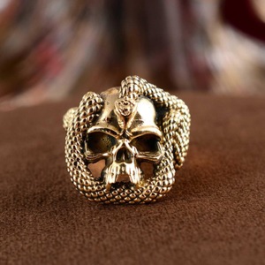 Antique Design <b>Skull</b> <b>Ring</b> Gothic Brass <b>Ring</b> For Men Antique Brass Finish Gothic Snake Design Punk Animal <b>Ring</b> Wholesale/OEM/ODM - Product Image 1