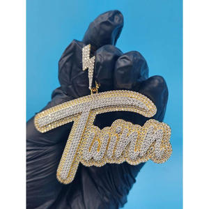 Custom Word Pendant Iced Out Moissanite Diamond Hip Hop Necklace Lightning <b>Bolt</b> Chain Luxury Jewelry - Product Image 1