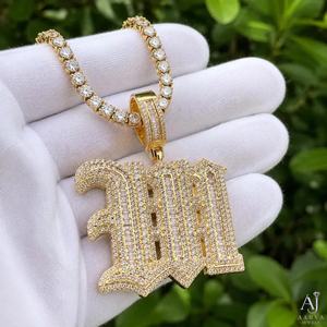 AARVA JEWELS Collier chaîne hip-hop unisexe en argent 925 plaqué or avec pendentif lettre Z, pour fêtes et usage quotidien - Product Image 3