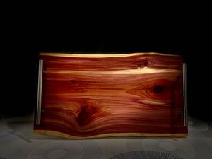 Bandeja Decorativa Rústica de Madera, Forma Rectangular, Vetas de Madera Natural, Diseño de Asa Hecha a Mano, Patrón Abstracto, Paquete Individual - Product Image 1