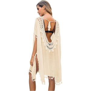 Caftán de Playa con Cuello en V y Borlas Estilo Boho - Product Image 2