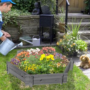 39\" X 36\" Gray Screwless Raised Garden Bed Hexagon Plastic <b>Planter</b> <b>Box</b> for Outdoor Plants Vegetables Flowers Herbs - Product Image 2