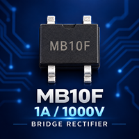 Redresseur en pont SMD MB10F 1A 1000V, encapsulé en plastique, monophasé AC/DC, composant de circuit d'alimentation, puces IC