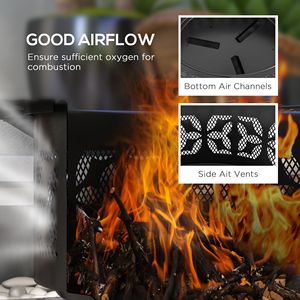 Braciere Portatile da Esterno Nero da 33 Pollici con Griglia di Cottura e Paletta, per Legna e Carbonella, Barbecue per Arredo Patio - Product Image 6