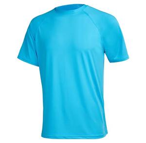 Camiseta Casual de Punto de Secado Rápido con Cuello Redondo y Manga Raglán para Hombre, Corte Regular, Color Sólido, Tejido de Jersey de Poliéster, UPF 50, Logotipo Frontal - Product Image 4
