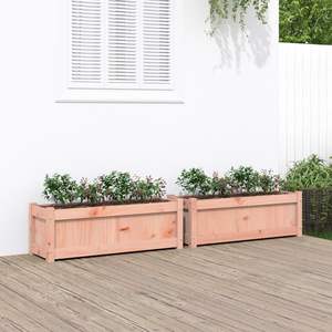 Ensemble de 2 jardinières en bois massif Douglas brun, taille moyenne, durables, pour fleurs et plantes - Product Image 1