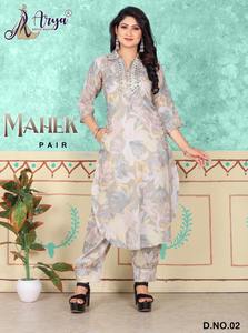 Nueva Moda Verano 2026: Conjunto Casual de Kurta y Pantalón con Estampado Floral hasta la Rodilla, Estilo Occidental, para Mujer, Tallas Grandes, Cuello en V, Algodón Muselina Pesado - Product Image 4