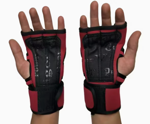 Gants de sport respirants mi-doigts avec support de poignet, style uni rouge, pour printemps et automne - Product Image 4