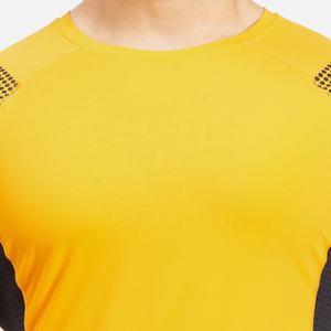 <b>Men</b> <b>Compression</b> Fit MMA Rash Guards Breathable Yellow Black Gym Wear Quick Dry Short Sleeve Sports Fitness Running Spring Top - Product Image 3
