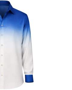Chemise Formelle Homme Bleu Royal et Blanc Ombré en Coton Premium à Manches Longues Boutonnée – Tenue Décontractée Chic – Fabricant Personnalisé – Vente en Gros - Product Image 4