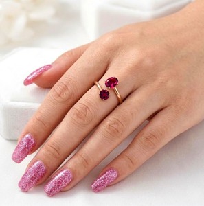 Premium Rose Gold Plated Red <b>Ruby</b> Garnet Open Cuff <b>Ring</b> Luxury Oval Round Gemstone Adjustable <b>Ring</b> <b>for</b> <b>Women</b> Wholesale - Product Image 4