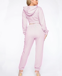 Nuevo Conjunto Deportivo Elegante con Logotipo Personalizado, Top Corto, Sudadera con Capucha y Pantalones Deportivos, Conjunto de 2 Piezas para Mujer - Product Image 2