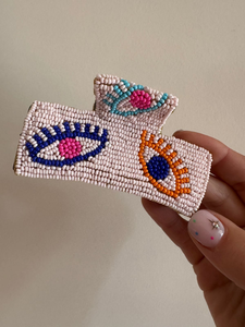 Pinza para el cabello bordada a mano con detalles de cuentas, tamaño personalizado, pinzas para el cabello bordadas con cuentas de colores para damas y niñas. - Product Image 4